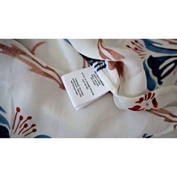 Joie Women's Sz Small White Kanela Mixed Print Tie Neck Silk Blouse Top $298 - Picture 7 of 8